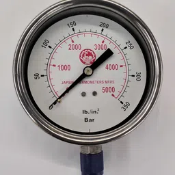0-5000 PSI Dial Pressure Gauge Dia 4"/ 100 MM, SS Body, Bottom Connection 3/8" Ring Gauge-image-0