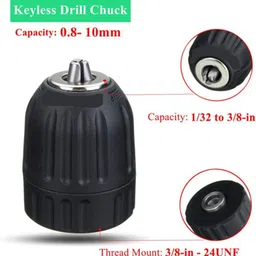 nityaecommerce 0.8-10mm Keyless Drill Chuck 3/8 in 24 UNF Thread Mount Cordless Electric Power Drill Chuck Tool Tools image 2