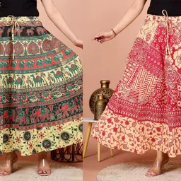 creations sarthak Women Printed Flared Multicolor Skirt-picture-22