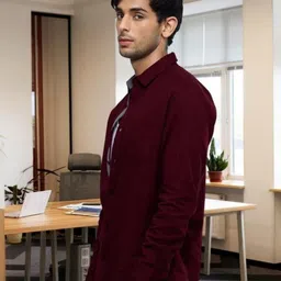 kr24enterprise Men Slim Fit Solid Spread Collar Casual Shirt image 3