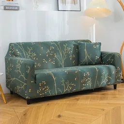 HOUSE OF QUIRK Teal 1-Seater Stretchable Non-Slip Sofa Slipcover image 2