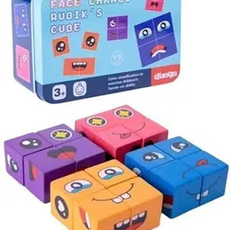 mlsales Wooden Emoji Cube face Changing Game for Kids Expressions Block Puzzle 3+ Years image 1