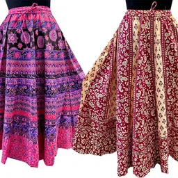 Women Printed Flared Multicolor Skirt-image-9
