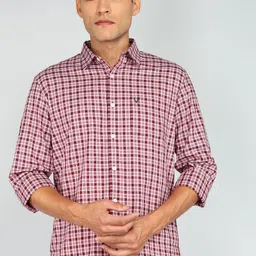 allen solly Men Slim Fit Checkered Spread Collar Formal Shirt-picture-12