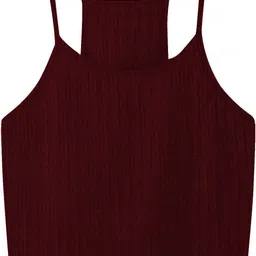 jovo Party Sleeveless Self Design Women Maroon Top-picture-17