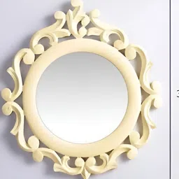 VAS collection home Cream Textured Wooden Wall Mirror image 3