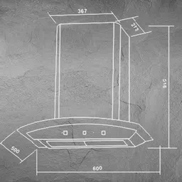 kaff PRIMA TX DHC 90 Auto Clean Wall Mounted BLack 1180 CMH Chimney image 4