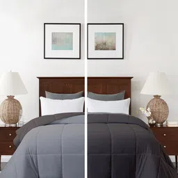 RAZZAI Silver-Toned & Grey Microfiber Mild Winter 210 GSM Reversible Double Bed Comforter image 2