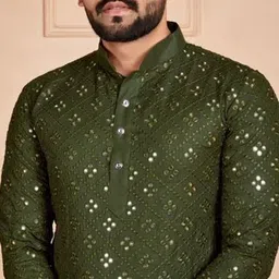 vuriq Men Embellished Cotton Blend Straight Kurta image 4