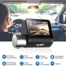 vrt 4K Dual Z Pro Dash Cam with So-ny Sensor, 360° Rotating Lens,WiFi & Night Vision Dashboard, In-car, Reverse Assist Camera System image 3