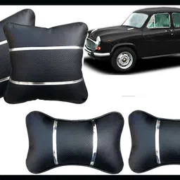 peeps store Black, Silver Leatherite Car Pillow Cushion for HM-picture-11