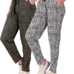 gaa Pack of 2 Women Printed Dark Green, White Track Pants-picture-20