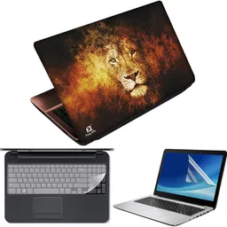 FineArts Lion Face Center 3 in 1 Laptop Skin Pack With Screen Guard & Key Protector Combo Set-picture-16