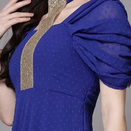 aayu Women Asymmetric Dark Blue Ankle Length Dress image 5