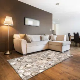 dazzhome Grey & Beige Hair On Leather Geometrical Hand Woven 8ftX10ft Carpet-picture-40
