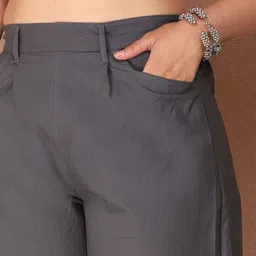 chahat enterprise Women Regular Fit Grey Cotton Blend Trousers image 4