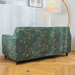 HOUSE OF QUIRK Teal 1-Seater Stretchable Non-Slip Sofa Slipcover image 3