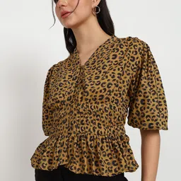 asami Casual Regular Sleeves Solid Women Yellow Top image 3