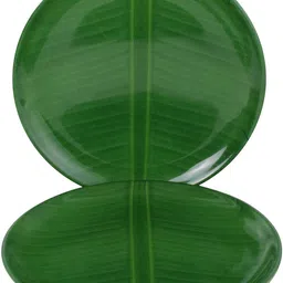 serve n style Banana Leaf Design Melamine Round Full Serving Lunch Plate Set (11 Inchs) Dinner Plate image 3