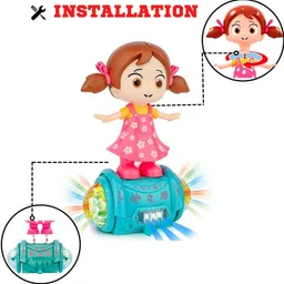 sampin 360° Rotating Musical Dancing Fashion Girl Toy with 5D Flashing Lights and Bump image 4