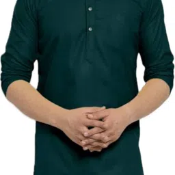 the fashion outlets Men Solid Cotton Blend A-line Kurta image 1