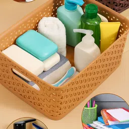 Plastic Homeloop storage organiser pack of 3 with lid Storage Basket image 4