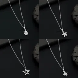 combo pendant for girls Silver, Rhodium Diamond Silver, Alloy Pendant-image-58
