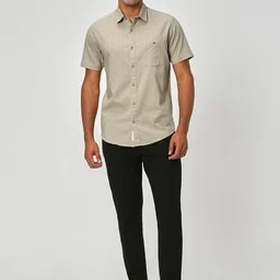 mufti Men Slim Fit Solid Spread Collar Casual Shirt image 5