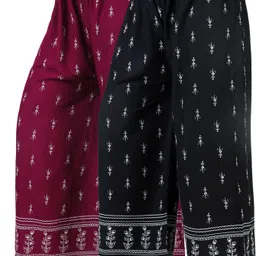 areeba collection Pack of 2 Women Flared Maroon, Black Viscose Rayon Trousers-picture-20