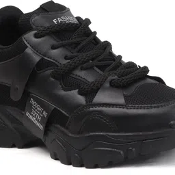 the all way Trendy Black Synthetic Chunky Sneaker for Casual Wear Casuals For Women image 3