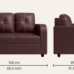 godrej interio Tycoon Synthetic Leather 2 Seater Sofa in Burgandy Colour image 2