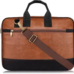 jpenterprises Tan Color faux leather 10L Office Laptop Bag For Men & Women JP-BG82 Waterproof Messenger Bag-picture-18