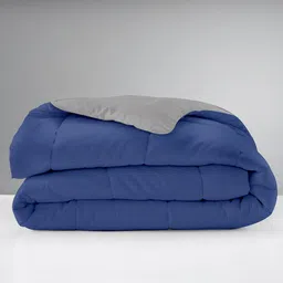 RAZZAI Blue & Silver-Toned Microfiber Mild Winter 210 GSM Reversible Single Bed Comforter image 2
