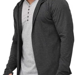 glampanda Men Kimono Style Full Sleeve Grey Shrug image 3