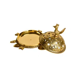 StyleMyWay Gold Toned Brass Loban Burner with Peacock image 4