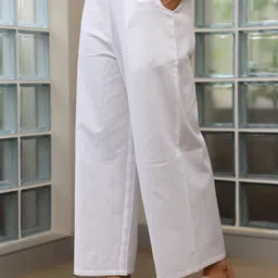 libas Women White Cotton Blend Trousers image 3
