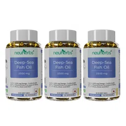 Neuherbs Deep Sea Omega 3 Fish Oil - Omega 3 Supplement Triple Strength 2500 Mg, Fish Oil softgels With No Fishy Burps with Lemon Flavour- 180 Softgel (60 Softgel Pack of 3) for Men and women image 2