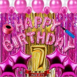 sqe Solid Seven/7th happy birthday combo/kit material for party decorations Letter Balloon image 1