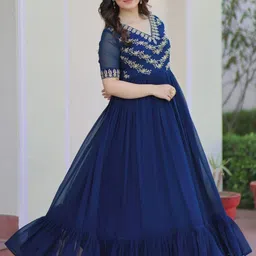 estela Georgette Stitched Flared/A-line Gown image 2