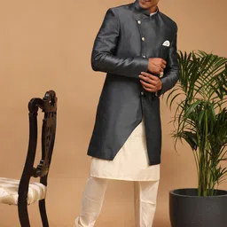 VASTRAMAY Angrakha Style Indo Western Sherwani Set image 2
