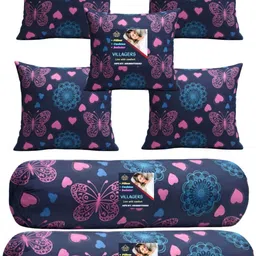 villagers Microfibre Bolster Pack of 7 Geometric 5 Cushion & 2 Bolster Set - Butterfly Print-picture-16