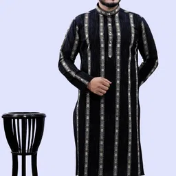 tibra collection Men Striped Cotton Blend Straight Kurta-picture-33
