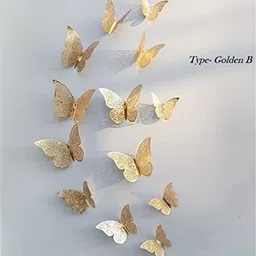 trexee Metallic Finish 3D Wall Stickers Butterfly with Sticking Pad (Pack of 12) Pack of 12-picture-25