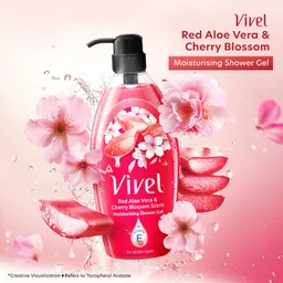 vivel Red AloeVera & Cherry Blossom Moisturizing Shower Gel,with Plant Based Cleansers image 3