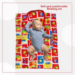 meemee Cushioned Baby Mattress Set with Neck Pillow & Bolsters (Red) image 2