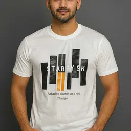 style haven Men Graphic Print Round Neck Reversible Pure Cotton White T-Shirt-picture-11