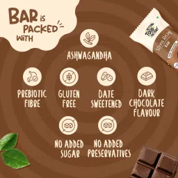 Better Food Factory Stress Relief -Energy Bar with 4G Protein & 4G Fiber Each - Healthy and Tasty Energy Bar (Date Sweetened) - With No Added Sugar, No Trans Fat, No Cholesterol and No Preservertives|Dark Chocolate image 2