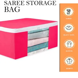 atorakushon Pink Solid Non Woven (Pack Of 9) Organiser image 4