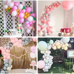 tejal trader Balloon Decorating 1Tape Strip,1 Glue dot,1 Balloon Pump & 10 Sky blue Ribbon image 2