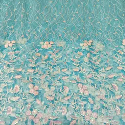 azly Unstitched Net/Lace Kurta Fabric Embroidered image 3